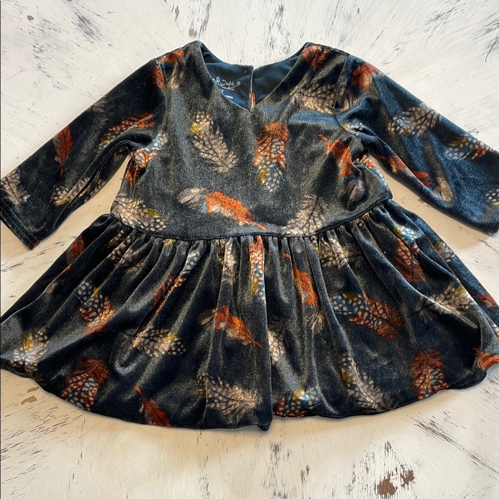 2T Velvet Feather Dress